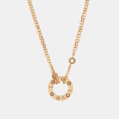 Pre-owned Cartier Love Diamond 18k Rose Gold Necklace