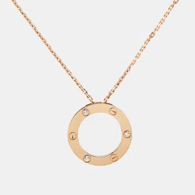 Pre-owned Cartier Love Diamond 18k Rose Gold Pendant Necklace
