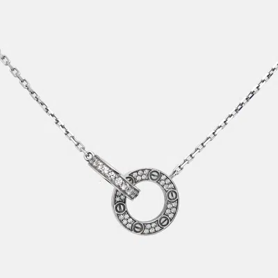 Pre-owned Cartier Love Diamond 18k White Gold Necklace