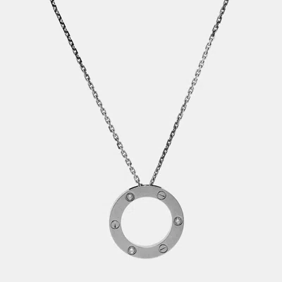 Pre-owned Cartier Love Diamond 18k White Gold Pendant Necklace