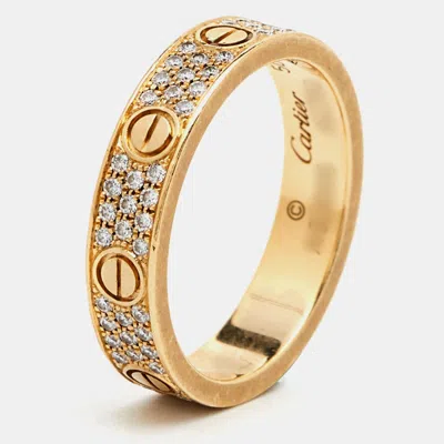 Pre-owned Cartier Love Diamond 18k Yellow Gold Wedding Band Ring Size 50