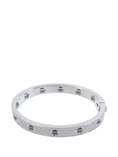 Pre-owned Cartier Love Diamond And Ceramic Bracelet In 银色