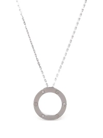 Pre-owned Cartier Love Diamond Necklace In Silver