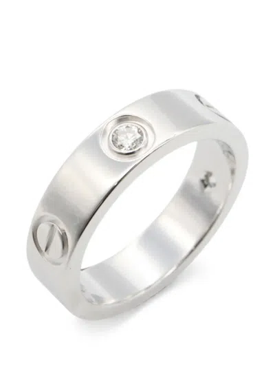 Pre-owned Cartier Love Diamond Ring In Silver