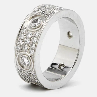 Pre-owned Cartier Love Diamonds 18k White Gold Ring Size 49