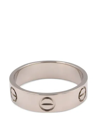 Pre-owned Cartier Love Engraved Ring In Silver