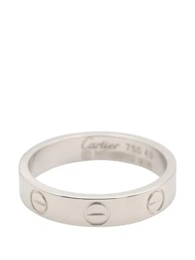 Pre-owned Cartier Love Engraved Ring In Silver