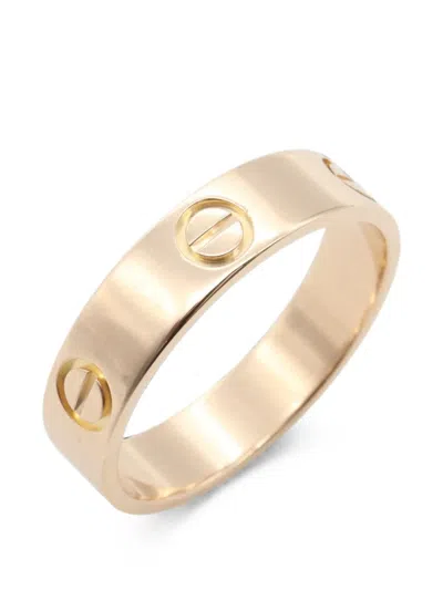 Pre-owned Cartier Love Engraved-details Ring In Gold