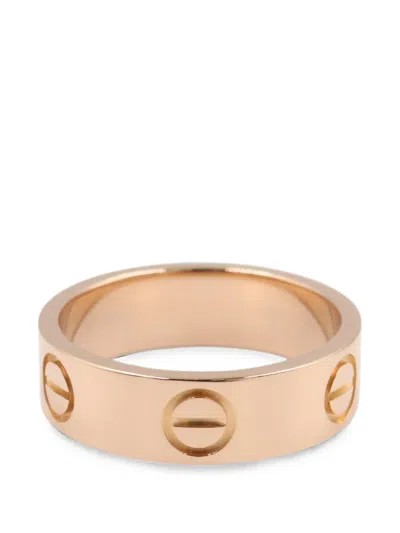 Pre-owned Cartier Love Engraved-logo Ring In Pink