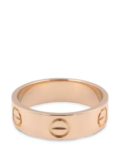 Pre-owned Cartier Love Engraved-logo Ring In Pink