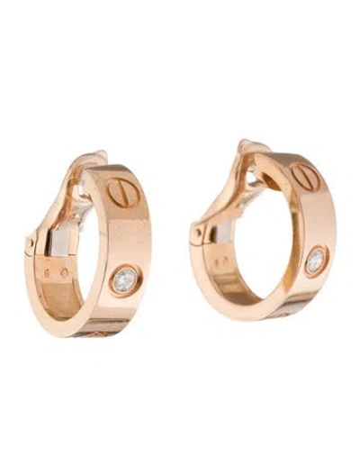 Pre-owned Cartier Love Hoop Earrings, Classic Model, 2 Diamonds In Multi