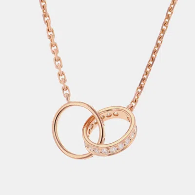 Pre-owned Cartier Love Interlocking 18k Rose Gold Diamond Necklace