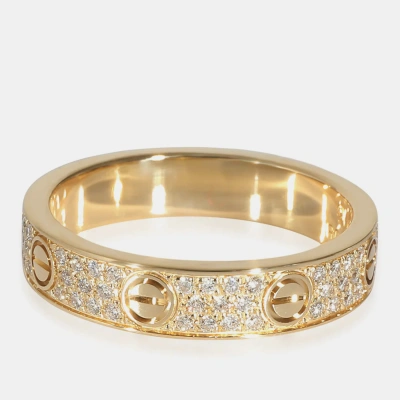 Pre-owned Cartier Love Pave Diamond Band In 18k Yellow Gold 0.31 Ctw