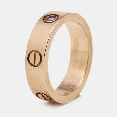 Pre-owned Cartier Love Pink Sapphire 18k Rose Gold Ring Size 58