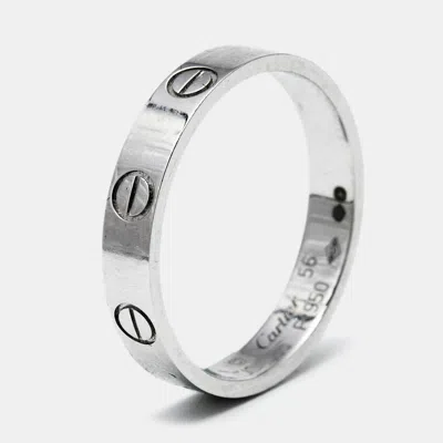 Pre-owned Cartier Love Platinum Small Model Wedding Band Ring Size 56
