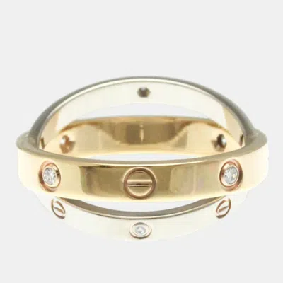 Pre-owned Cartier Love Ring 18k Pink & White Gold Eu 53