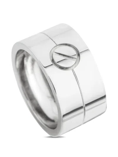 Pre-owned Cartier Love Screw Motif Ring In Silver