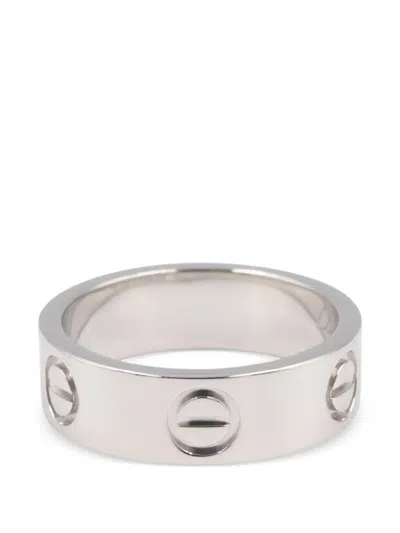 Pre-owned Cartier Love Screw-detail Ring In Silver