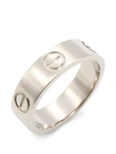 Pre-owned Cartier Love Screw-detail Ring In Silver