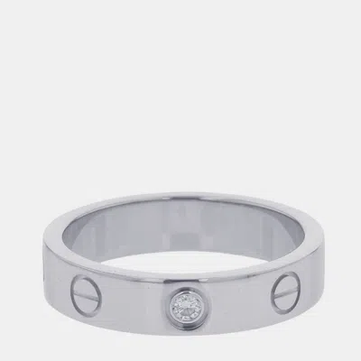 Pre-owned Cartier Love Small 18k White Gold Diamond Ring Eu 50
