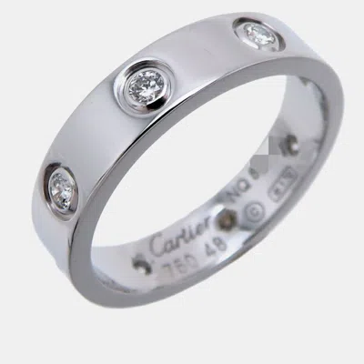 Pre-owned Cartier Love White Gold Diamond Rings Eu 48