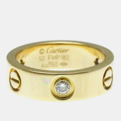 Pre-owned Cartier Love Yellow Gold Diamond Ring Eu 50