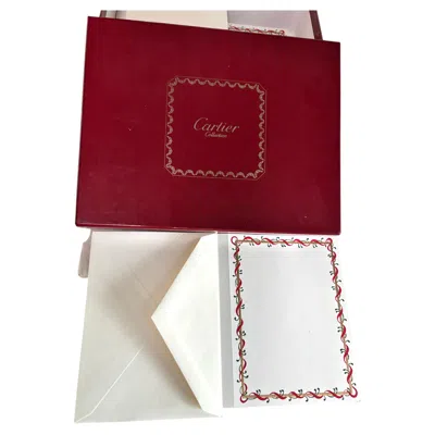 Pre-owned Cartier Luxury Christmas Set Of 40 Stationery Cards Season's Greetings In Box In Red