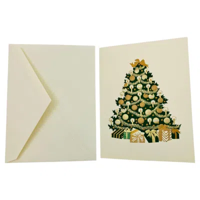 Pre-owned Cartier Luxury Christmas Tree Set Of 10 Stationery Cards Set Season's Greetings In Sand