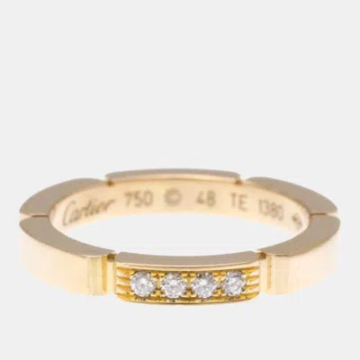 Pre-owned Cartier Maillon Panthere 18k Rose Gold And Diamond Band Ring Eu 48