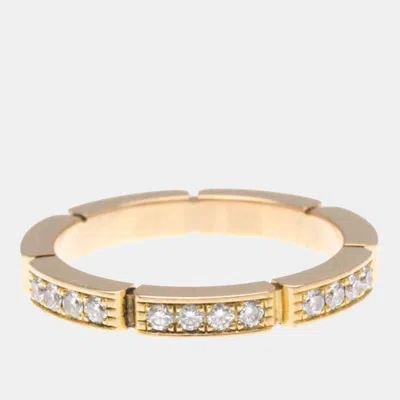 Pre-owned Cartier Maillon Panthere 18k Rose Gold And Diamond Band Ring Eu 50