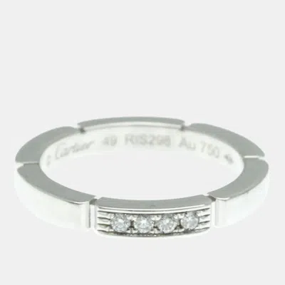 Pre-owned Cartier Maillon Panthere 18k White Gold And Diamond Band Ring Eu 49