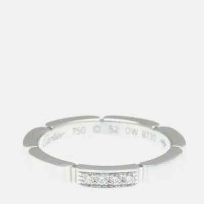 Pre-owned Cartier Maillon Panthere 18k White Gold And Diamond Band Ring Eu 52