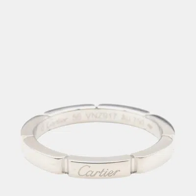 Pre-owned Cartier Maillon Panthere 18k White Gold Band Ring Eu 56