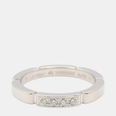 Pre-owned Cartier Maillon Panthere 18k White Gold Diamond Ring Eu 49
