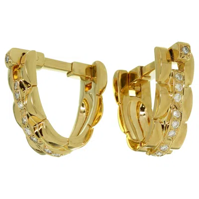 Pre-owned Cartier Maillon Panthere Diamond Yellow Gold Stirrup Cufflinks