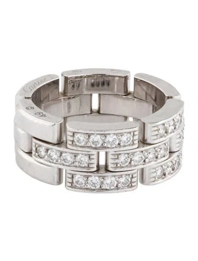 Pre-owned Cartier Maillon Panthere Ring, Three Row, Half Pavéd In Multi