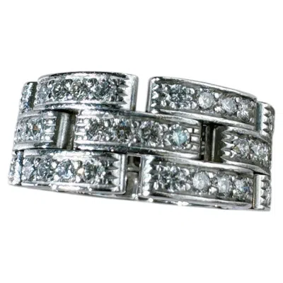 Pre-owned Cartier Maillon Panth�re 18k White Gold 3-row Full Pav� Diamond Ring