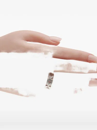 Pre-owned Cartier Maillon Panthre Diamond White Gold Ring In Silver