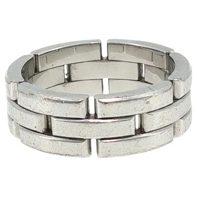 Pre-owned Cartier Maillon Panth�re Triple Row Ring 18k White Gold Size 62