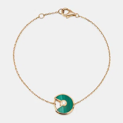 Pre-owned Cartier Malachite Diamond 18k Rose Bracelet