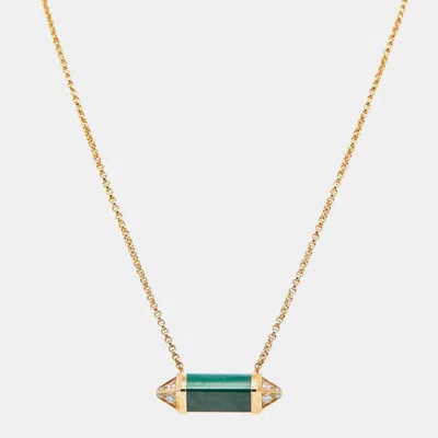 Pre-owned Cartier Malachite Diamond 18k Yellow Gold Necklace