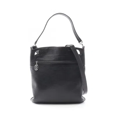 Pre-owned Cartier Marcello Black Leather Shoulder Bag ()