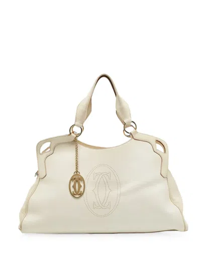 Pre-owned Cartier Marcello De  Perforated Satchel Bag In White