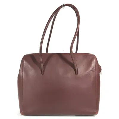 Pre-owned Cartier Marcello Wine Red Leather Boston Bag Shoulder Bag Tote Bag () In Burgundy
