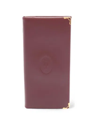 Pre-owned Cartier Mast Line Bi-fold Wallet In Red