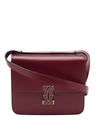 Pre-owned Cartier Medium Double C Shoulder Bag In Red