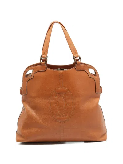 Pre-owned Cartier Medium Marcello De  Logo-patch Tote Bag In Brown
