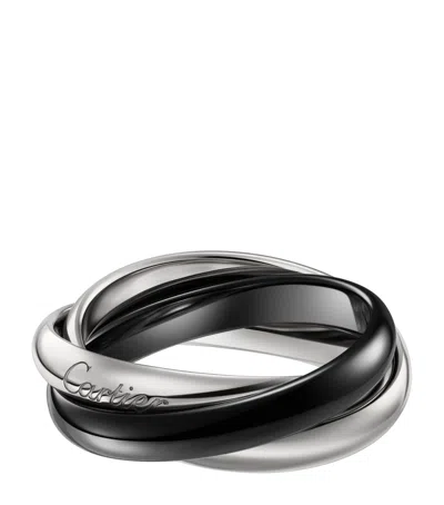 Cartier Medium White Gold And Ceramic Trinity Ring