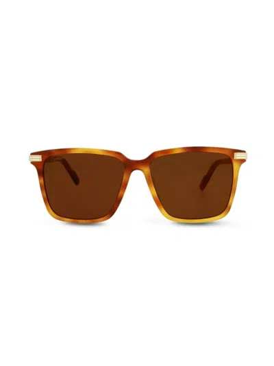 Cartier Men's 56mm Square Sunglasses In Havana Brown