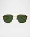 Cartier Men & Apos;s Ct0610s-002 Double-bridge Titanium Aviator Sunglasses In Black